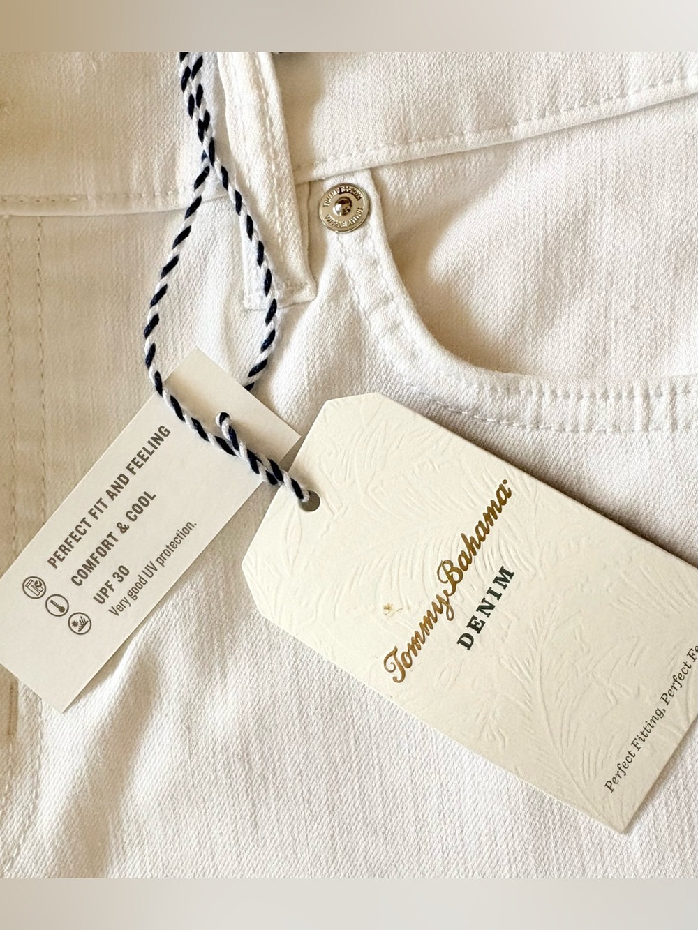NWT Tommy Bahama Ella Twill High Rise Straight Crop Jeans White Size 6 - Picture 7 of 16
